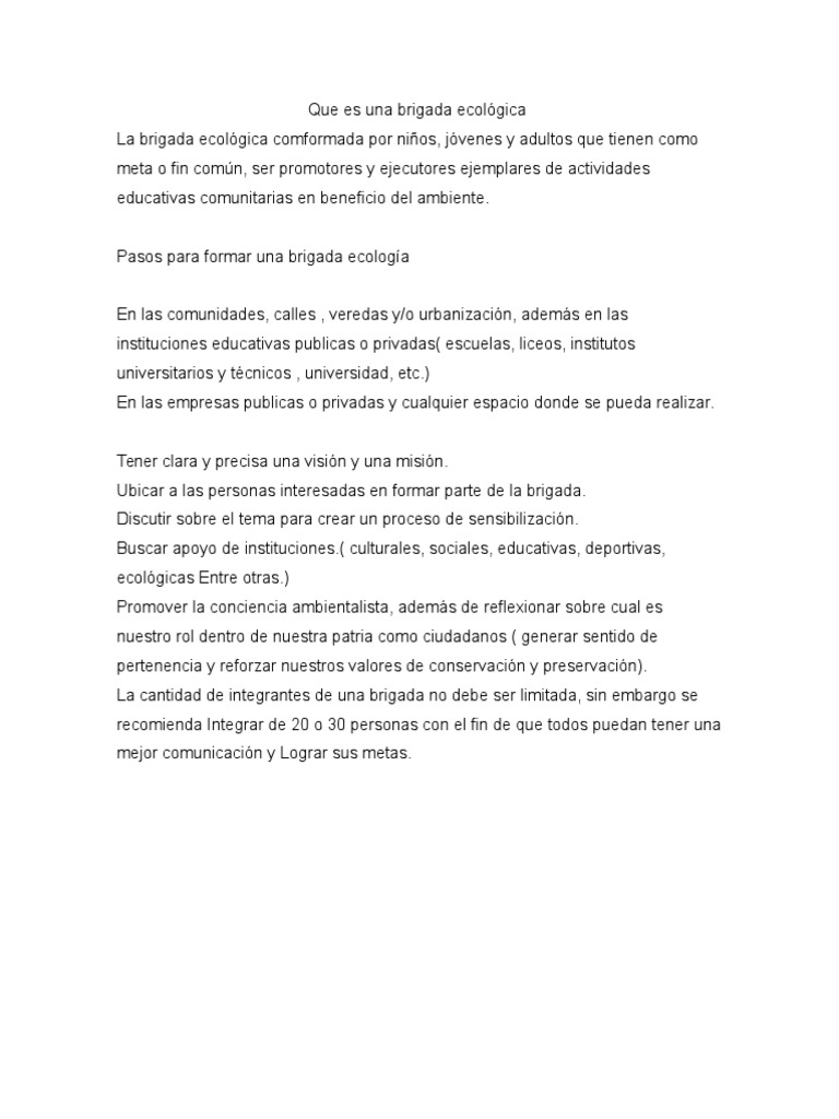 Funciones de la Brigada Ecológica Escolar | PDF | Estilo de vida