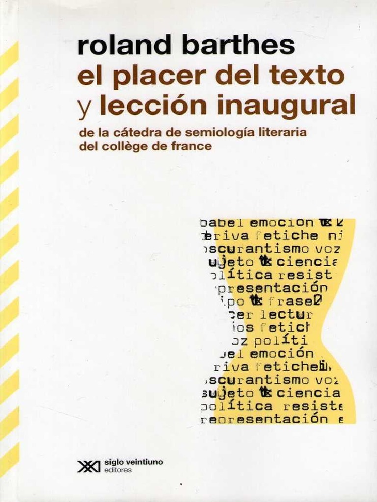 Barthes - El Placer Del Texto y Lección Inaugural | PDF | Literatura de ...