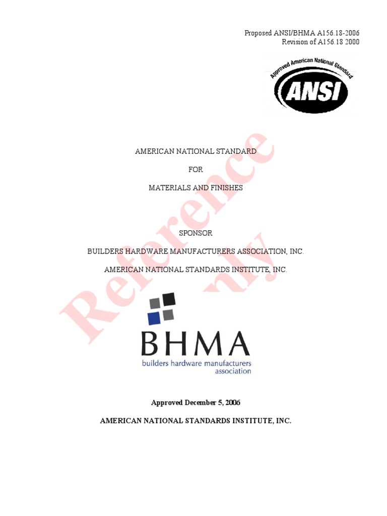 Metodo BHMA Tests A156.032008 Chromium Bronze