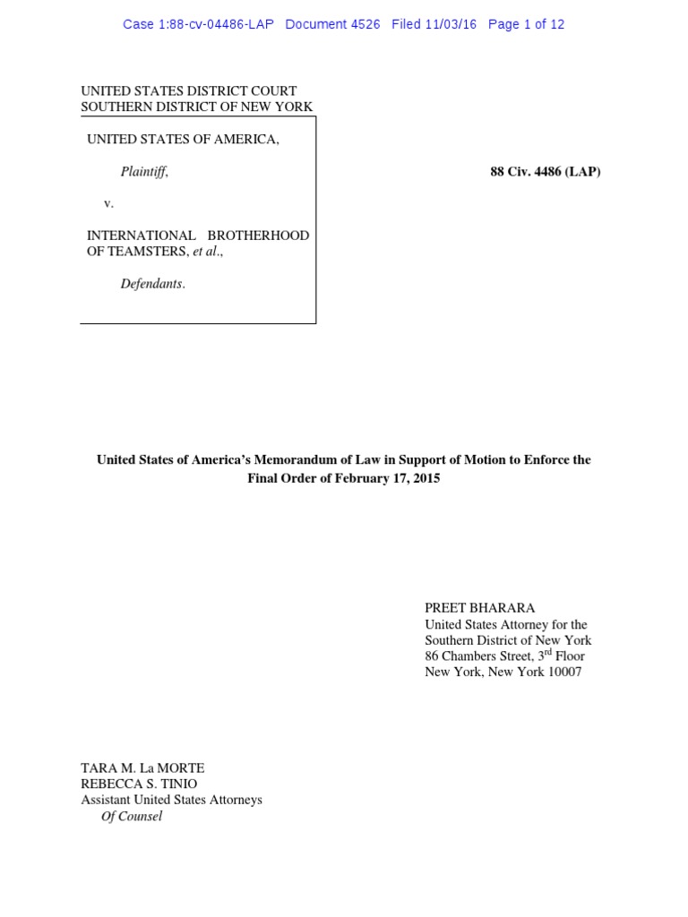USA Enforcement Motion Brief 11.3.16 Consent Decree Decree