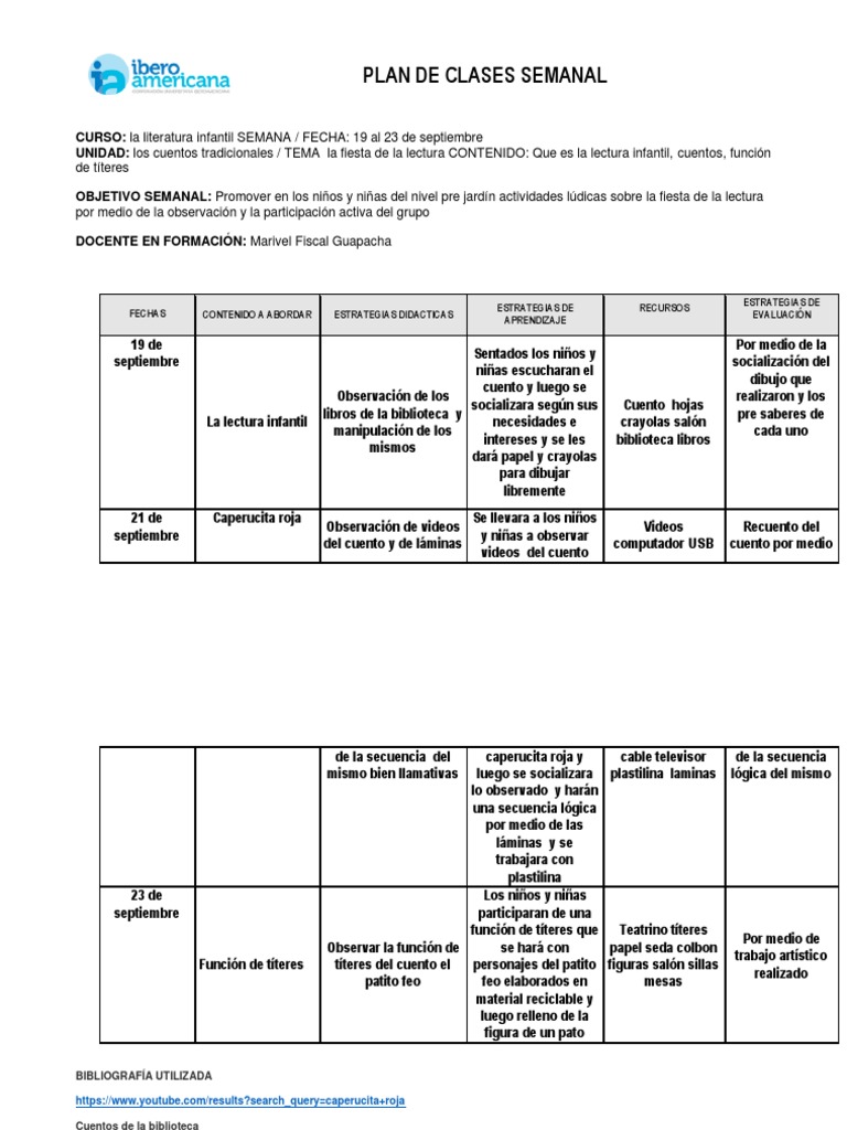 Plan De Clases Semanal Mary Pdf Pdf Conceptos Psicologicos Cognición