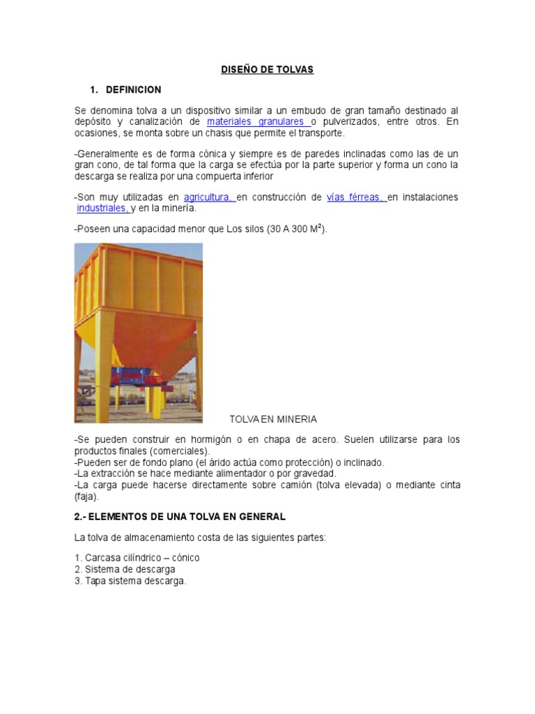 Diseño de Tolvas | PDF | Minería | Hormigón