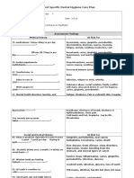 Patient Specific Dental Hygiene Care Plan: Assessment Findings Medical History at Risk For