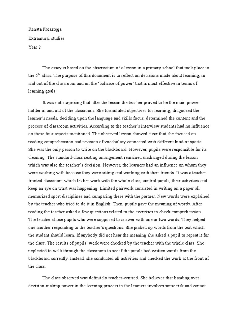 Observation essay examples for college picture