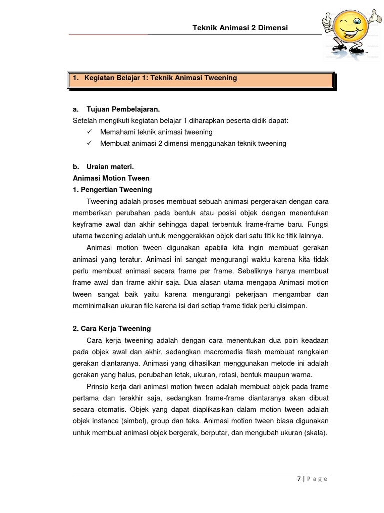 Teknik Animasi  Tweening  Motion Tween pdf