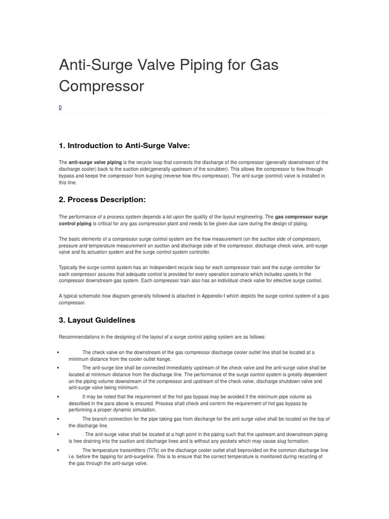 Anti-Surge Valve Piping Design Guidelines | PDF | Valve | Gas Compressor