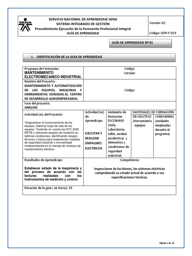 GFPI-F-019 Formato Guia de Aprendizaje ELECTR. | PDF | Aislador ...