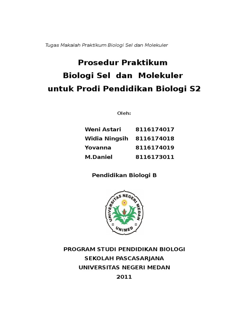 Makalah Biologi Sel Dan Molekuler Contoh Makalah