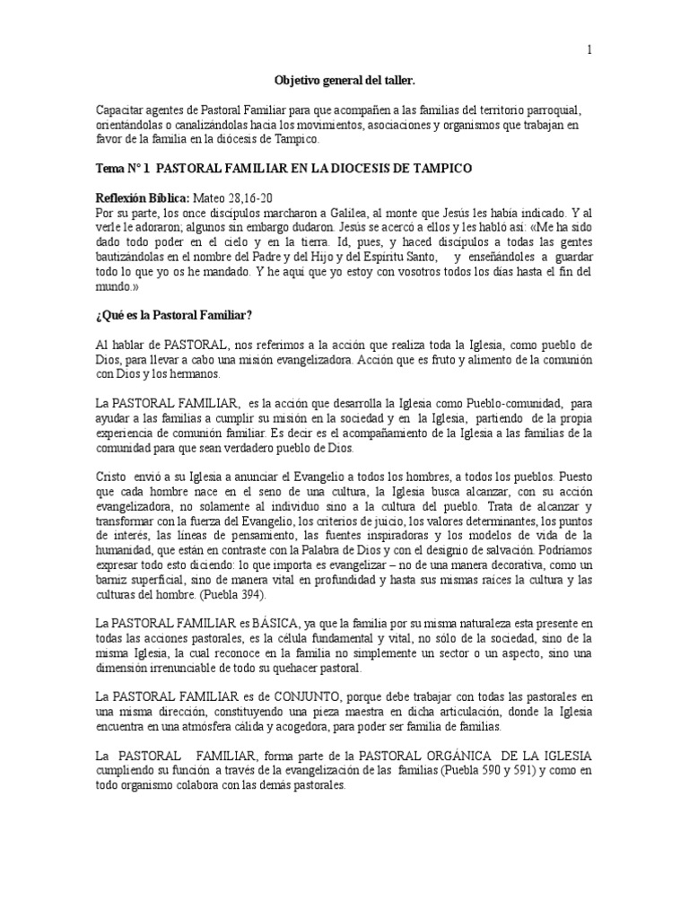 Capacitación en Pastoral Familiar Tampico | PDF | Familia | Iglesia ...