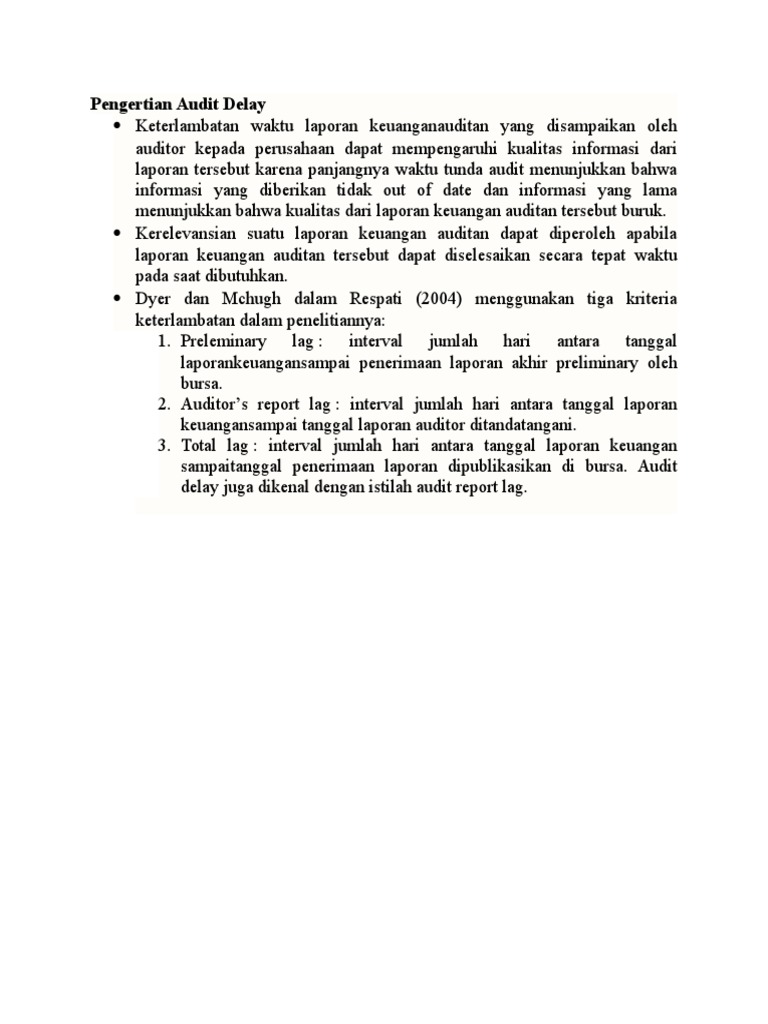 Pengertian Audit Delay