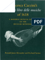 Ronald James Alexander, Richard Savino-Francesca Caccini's Il Primo Libro Delle Musiche of 1618 - A Modern Critical Edition of The Secular Monodies (Publications of The Early Music Intitute) (1997)