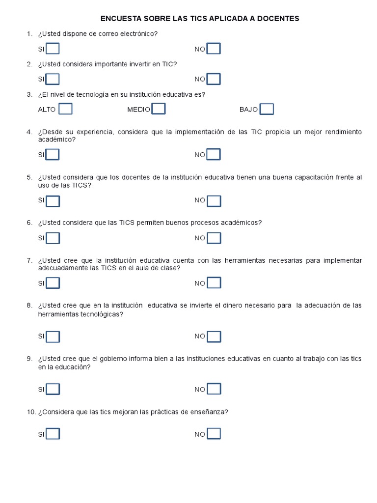 Encuesta Tics Tecnología de información y comunicaciones Comunicación