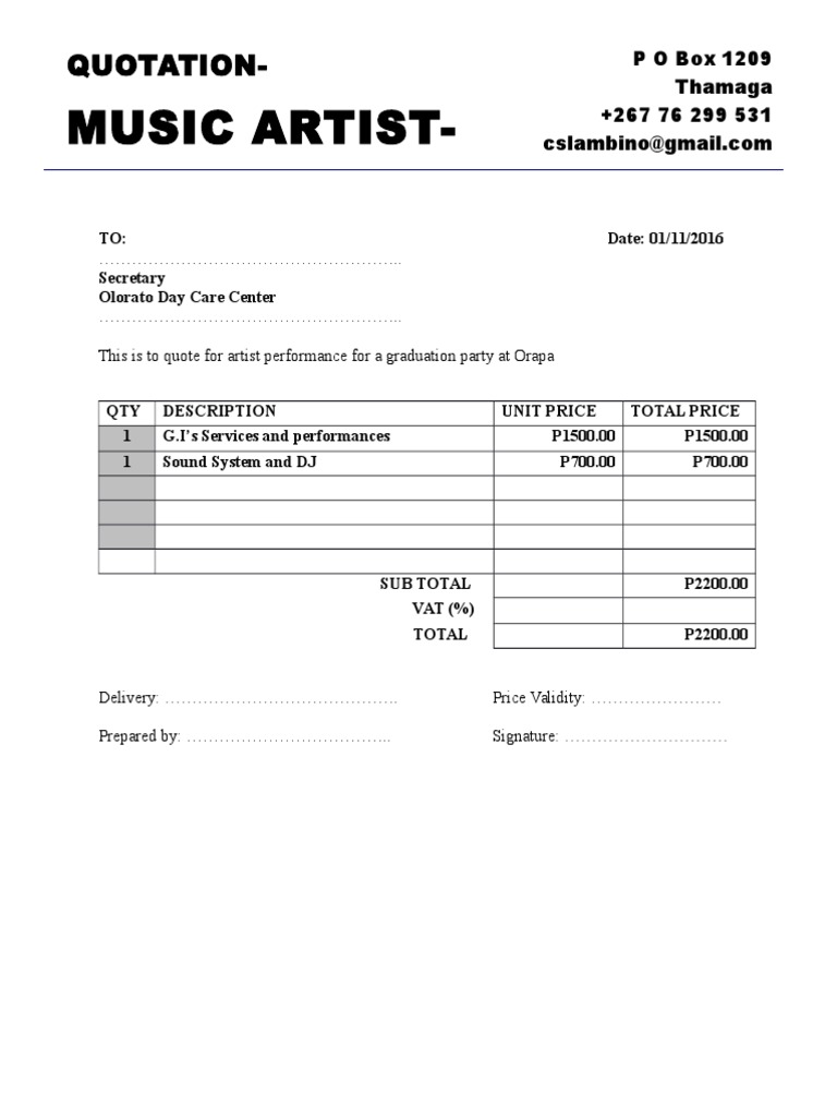 Graduation Party Performance Quotation | PDF | Art