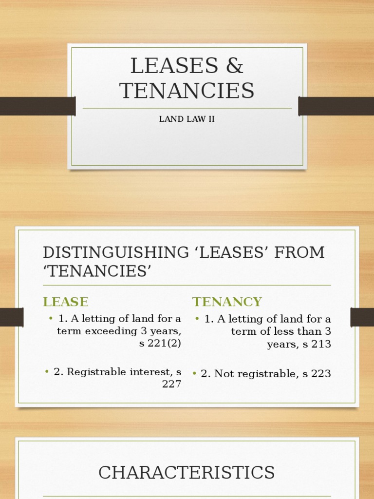 Malaysian Land Law - Leases & Tenancies | PDF | Lease | Leasehold Estate