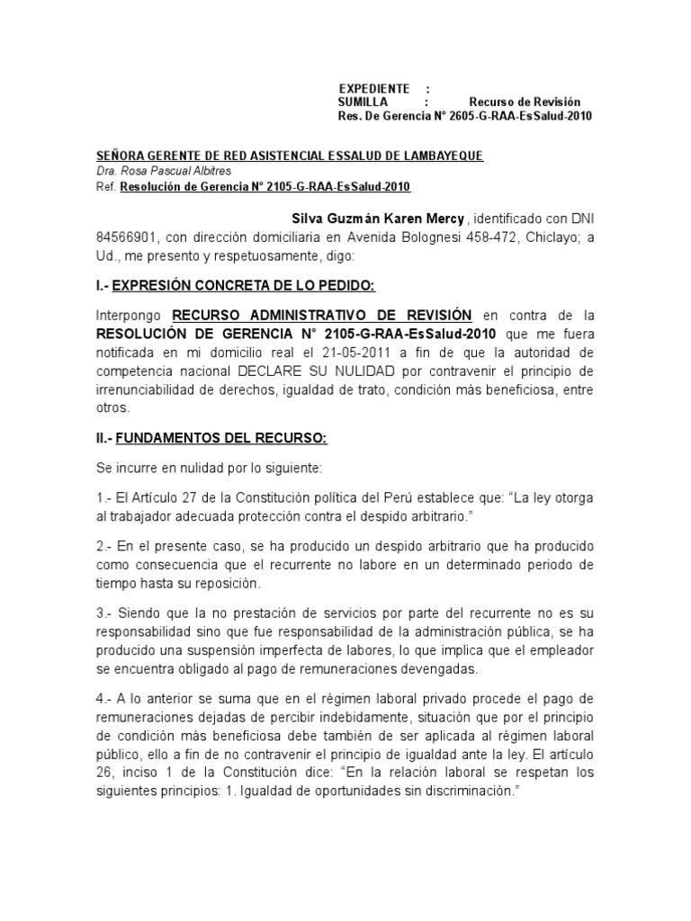 Recurso de Revisión Administrativa | PDF | Derecho laboral | Instituciones  sociales