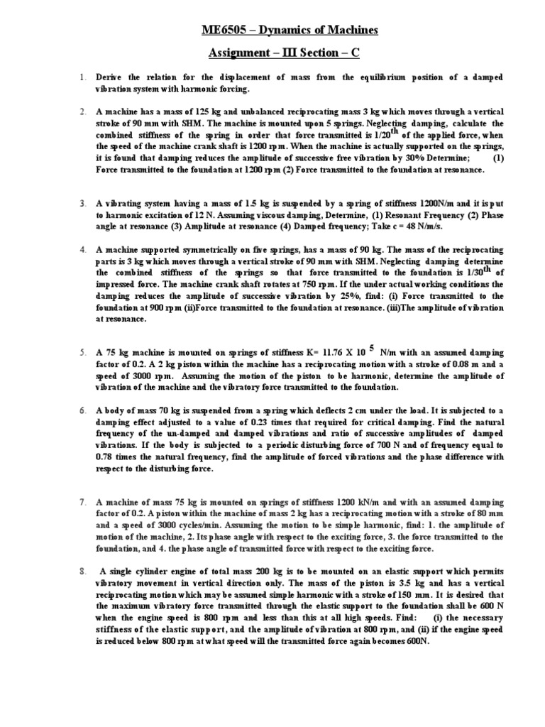 DOM Asst Question - III | PDF | Resonance | Physical Quantities