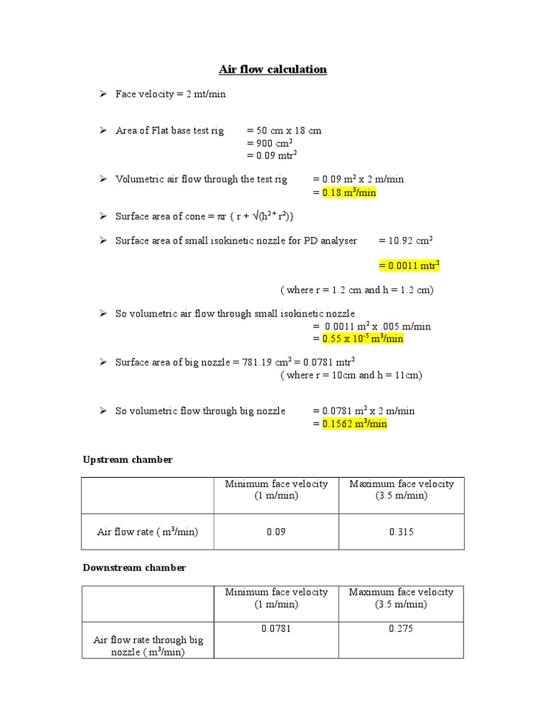 Air Flow Calculation Upstream Chamber PDF