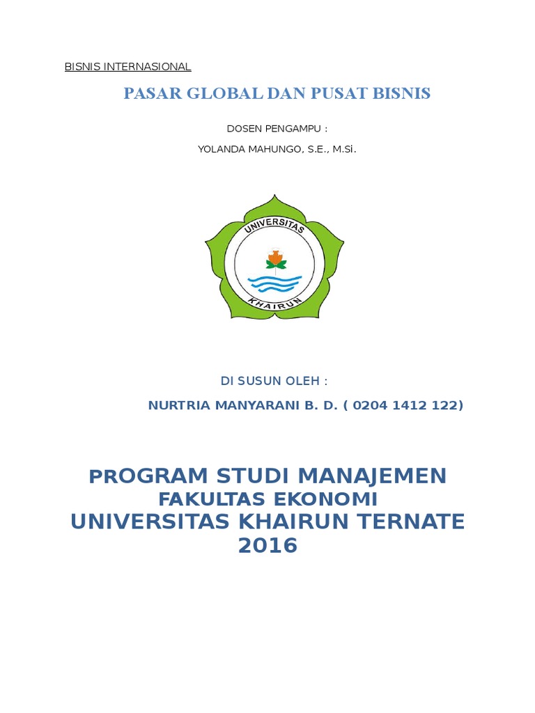 Pasar Global Dan Pusat Bisnis Pasar Global Dan Pusat Bisnis