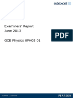 Examiners' Report June 2013 GCE Physics 6PH08 01