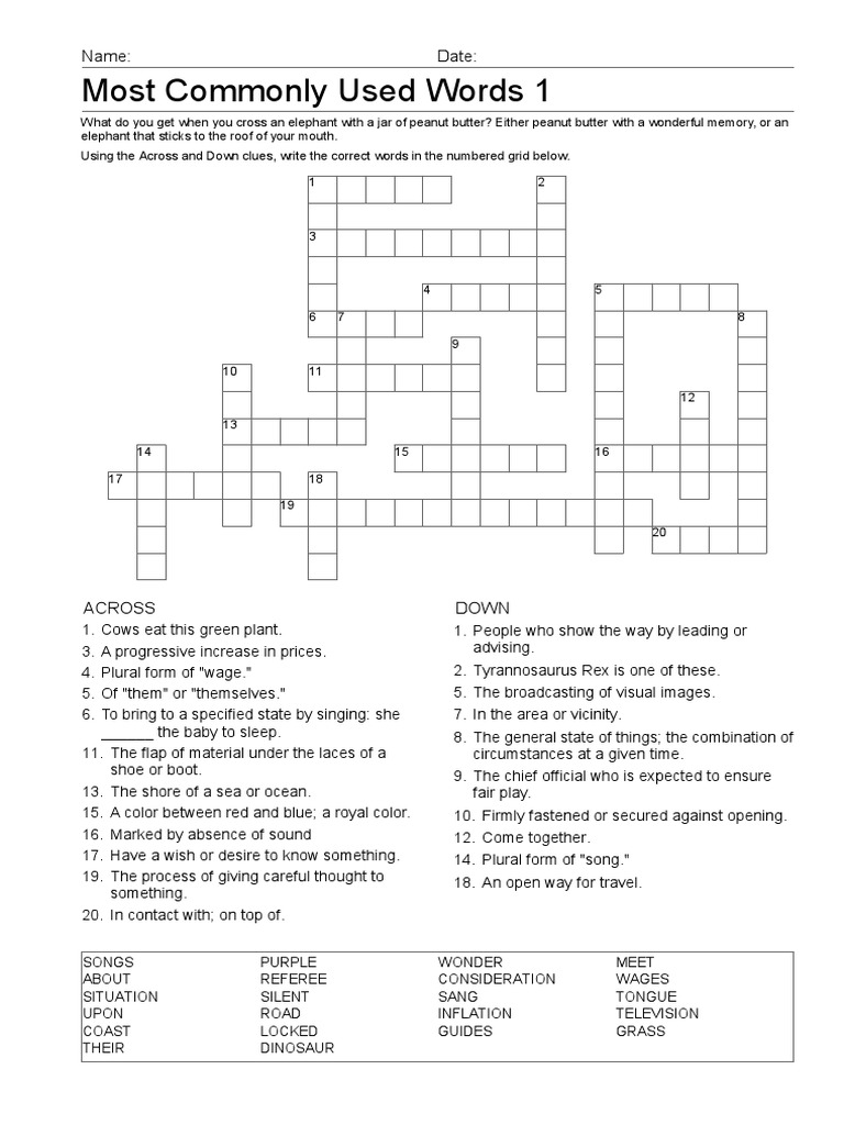 Crossword Puzzle Clues and Answers | PDF