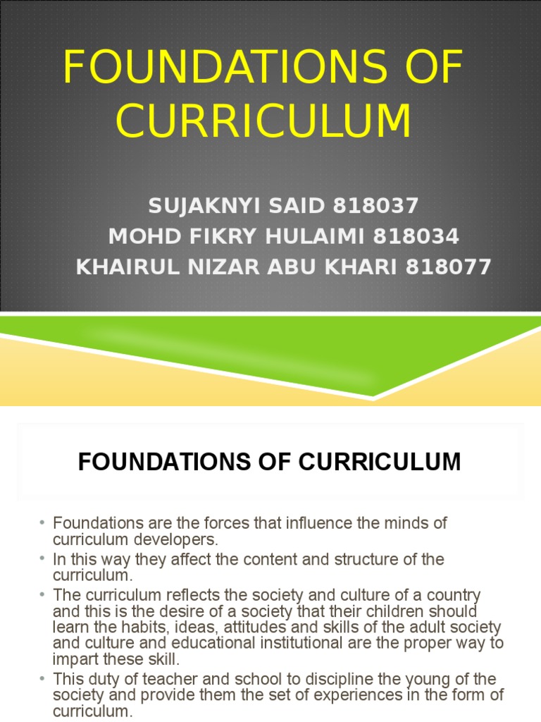 Foundations of Curriculum final.ppt Curriculum Psychology