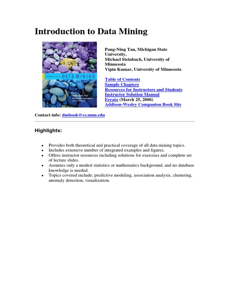 Introduction To Data Mining - Rev PDF | PDF | Data Mining | Data Analysis