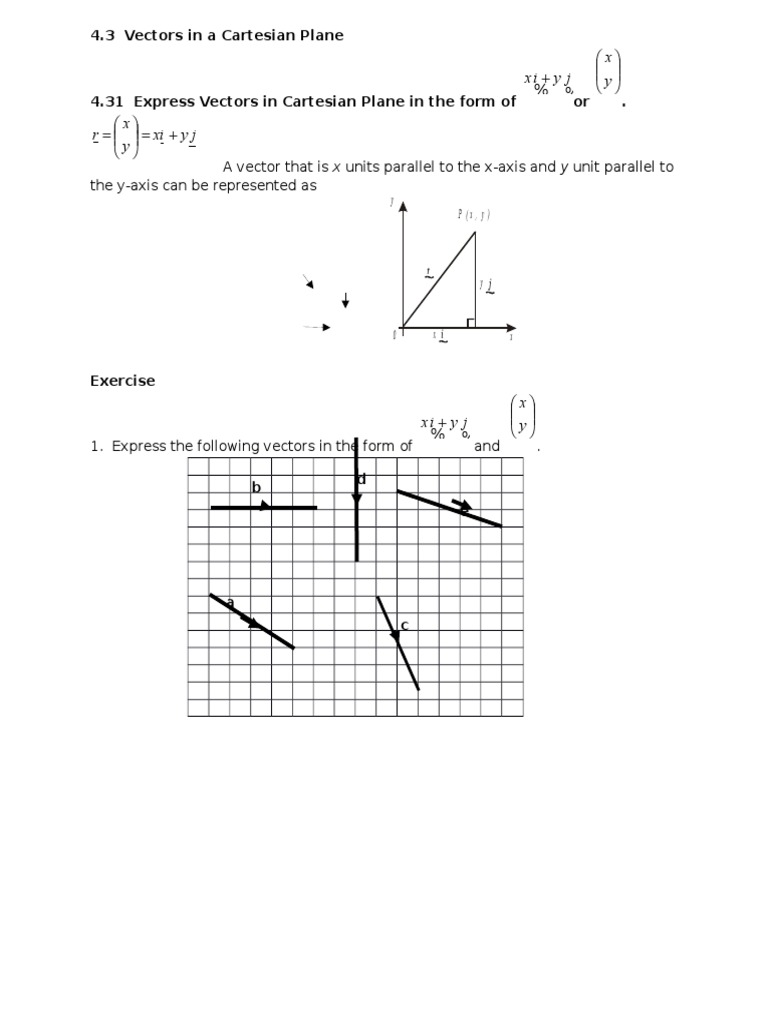 Vectors in Cartesian Plane | PDF | Scalar (Mathematics) | Euclidean Vector