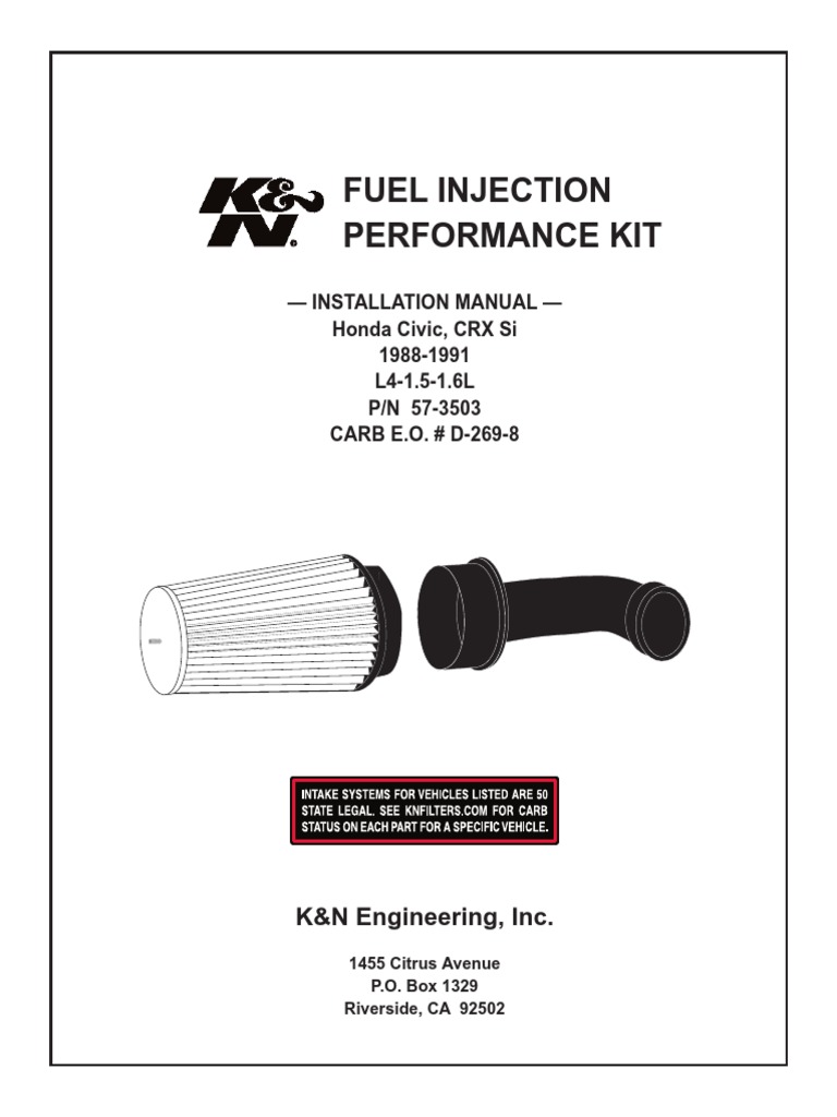 Fuel Injection Performance Kit: K&N Engineering, Inc | PDF | Fuel ...