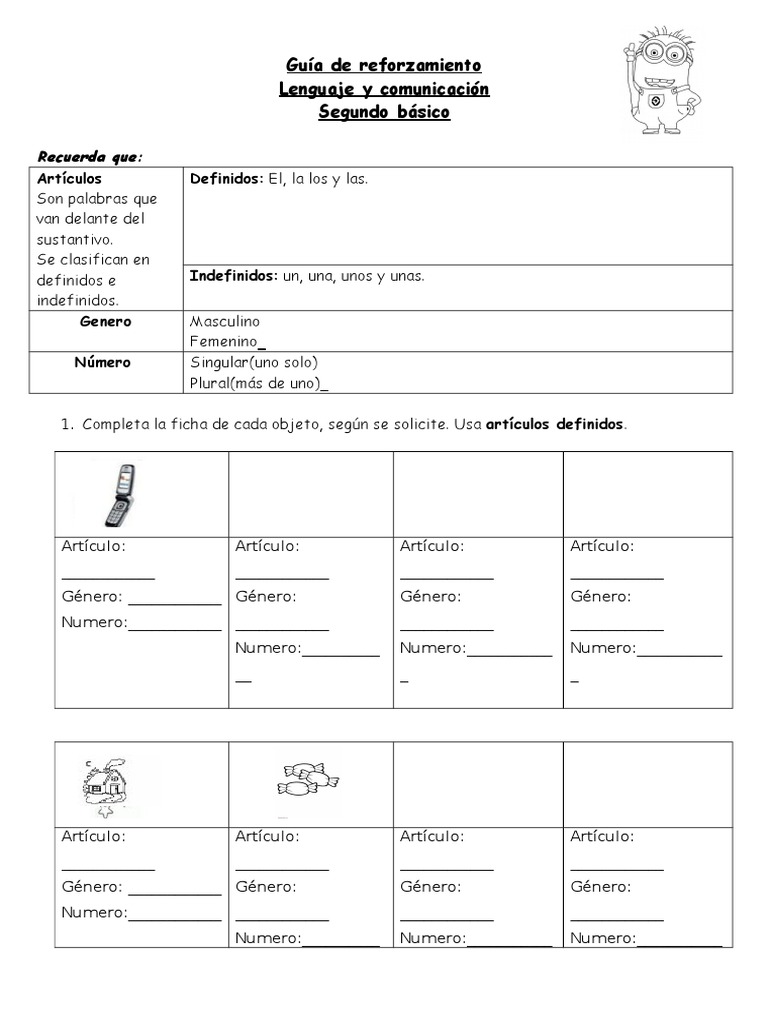 Guía de Género y Número 2° Básico | PDF | Estudios de idiomas extranjeros