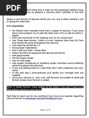 Resume Format