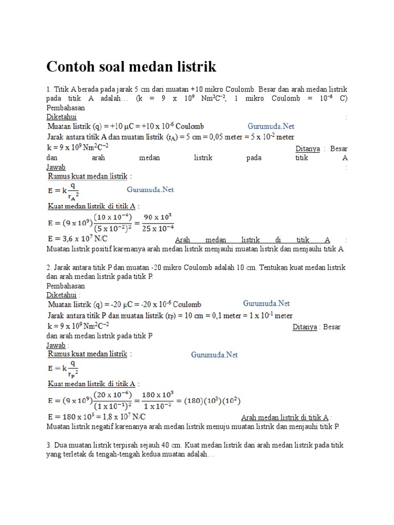 Contoh Soal Medan Listrik