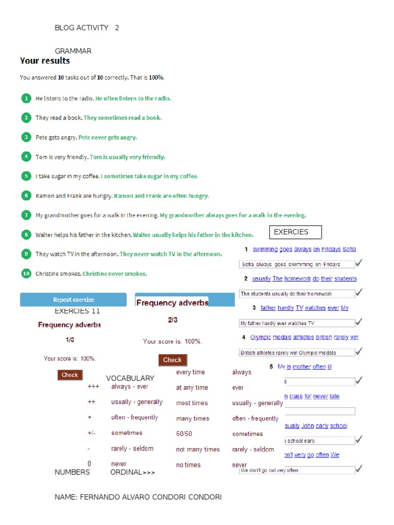 Intermediate Grammar & Reading Exercises | PDF | Language Arts ...