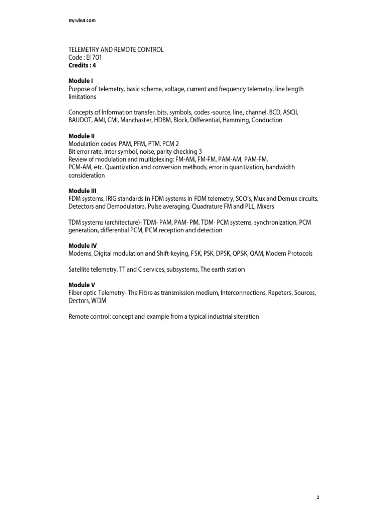 Telemetry and Remote Control Overview | PDF
