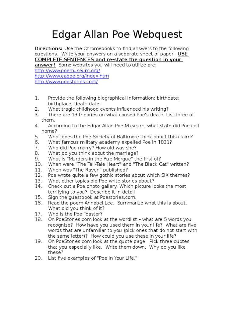 Edgar Allan Poe quest PDF