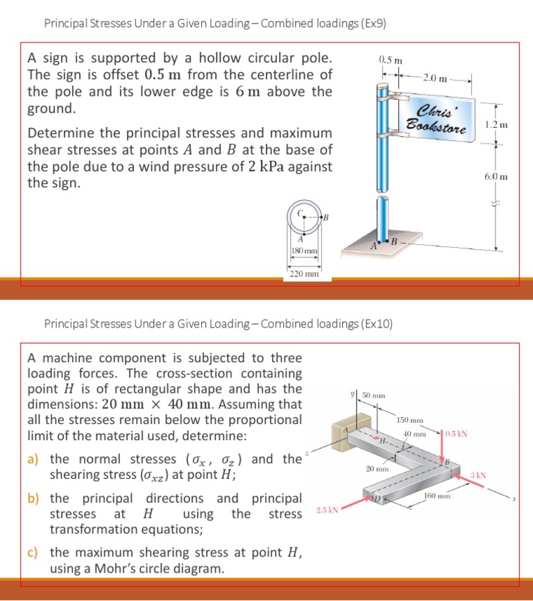 Principal Stresses Under A Given Loading - Combined Loadings (Ex9) | PDF