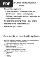 Basics of Celestial Navigation - Stars: - Coordinate Systems