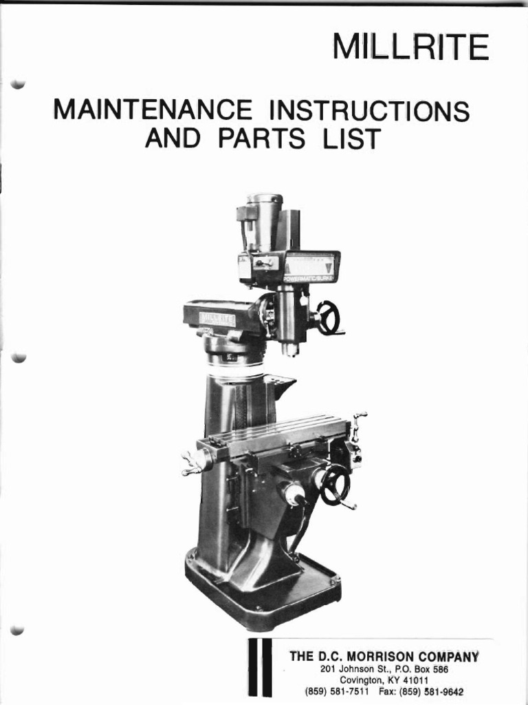 Powermatic 58480438 Millrite Mvn Manual Pdf Pdf Belt Mechanical