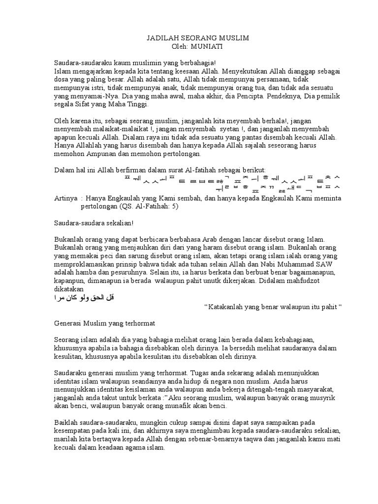 Pidato Bahasa Inggris Tentang Pendidikan Islam Singkat