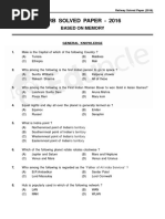 RRB Solved Paper - 2016: Based On Memory