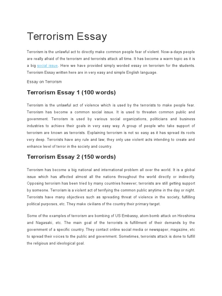 an essay on terrorism