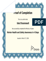 Kate Pinsonneault - Worker Health and Safety Awareness in 4 Steps Certificate