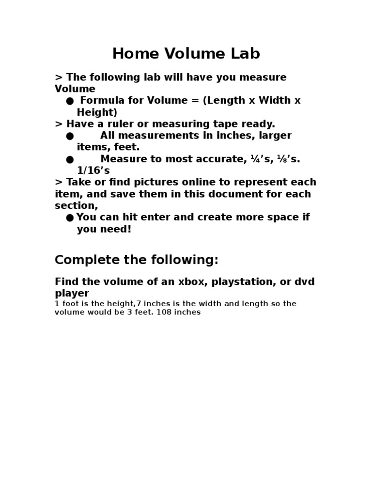 Volume Measurement Lab Guide | PDF