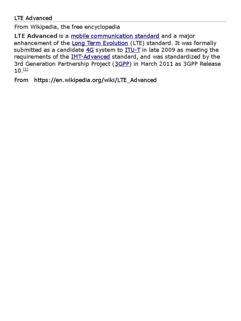 Mobile Communication Standard Long Term Evolution 4G Itu-T IMT-Advanced ...