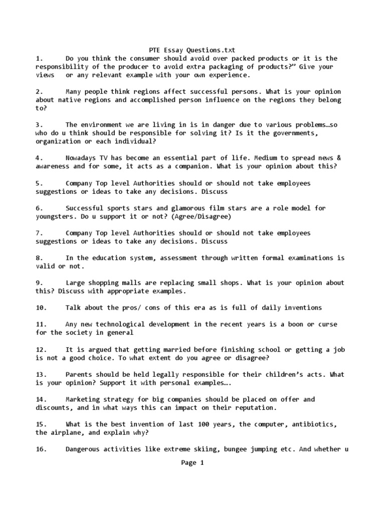 template for essay writing pte