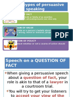 3-Major Types of Persuasive Speaking: On A Question of Fact