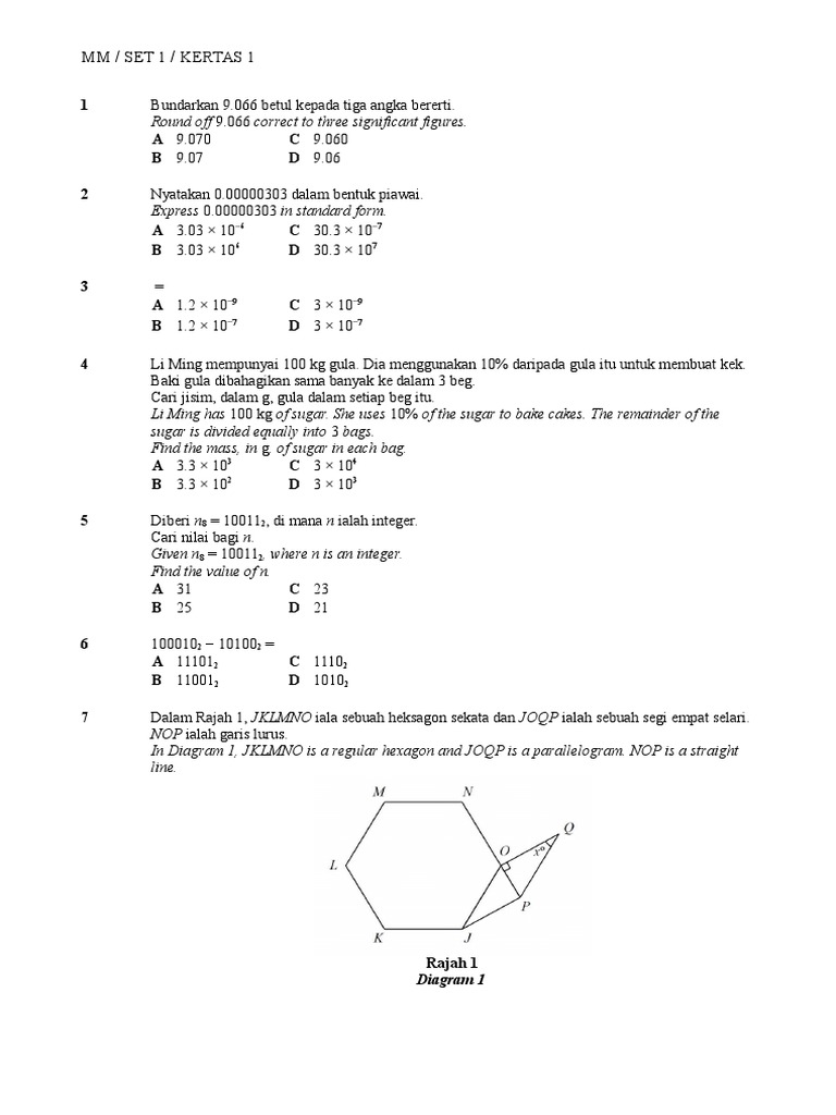 SET 1 K1 & Jawapan | PDF