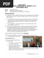 Report-back_Indigenous Conference, Hawai'i, 7-11 September 2016