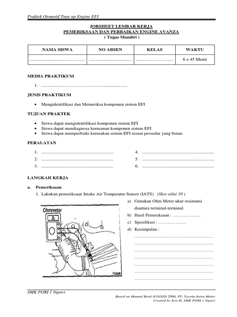 Jobsheet Lembar Kerja Praktek Efi Avanza Mandiri