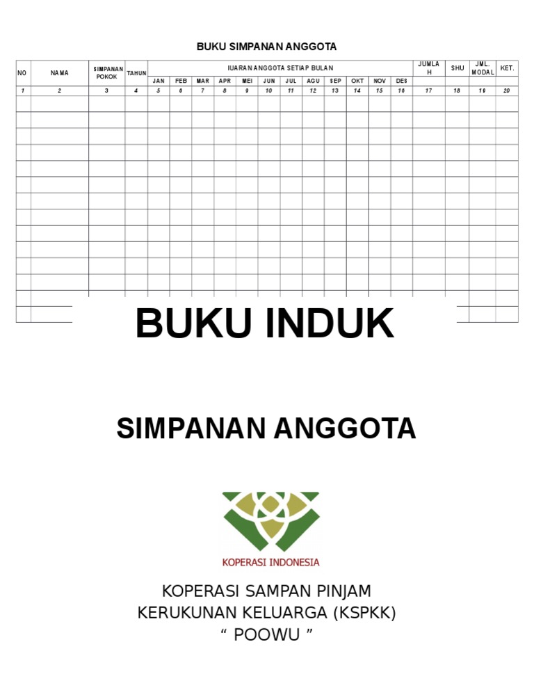 Contoh Buku Simpanan Wajib Anggota Koperasi