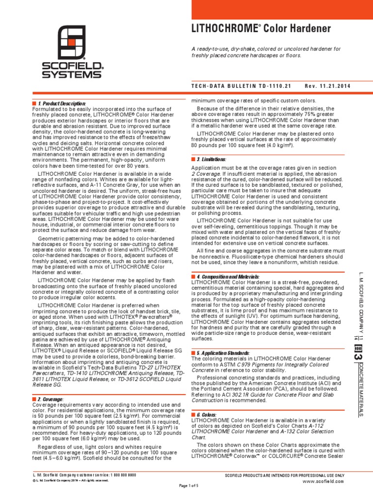 Stone LithochromeColorHardener 1110 21 | PDF | Concrete | Industries